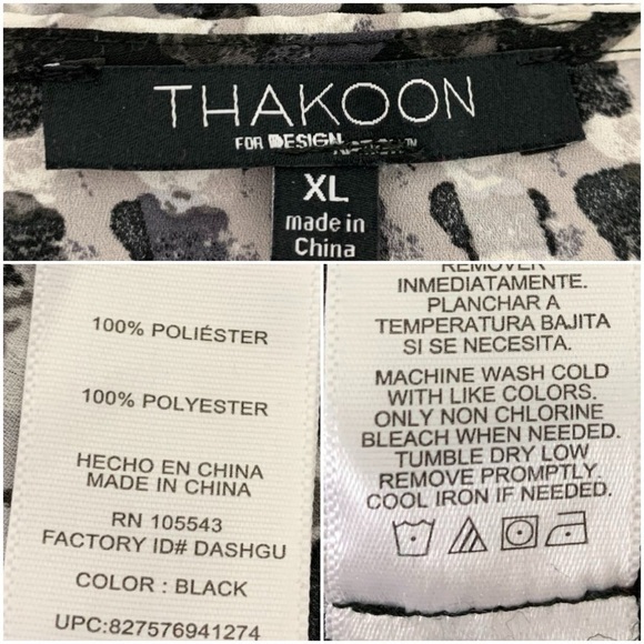 Thakoon Semi Sheer Short Sleeve Geometric Ruffle Hem Top XL Black White Gray - Picture 13 of 13